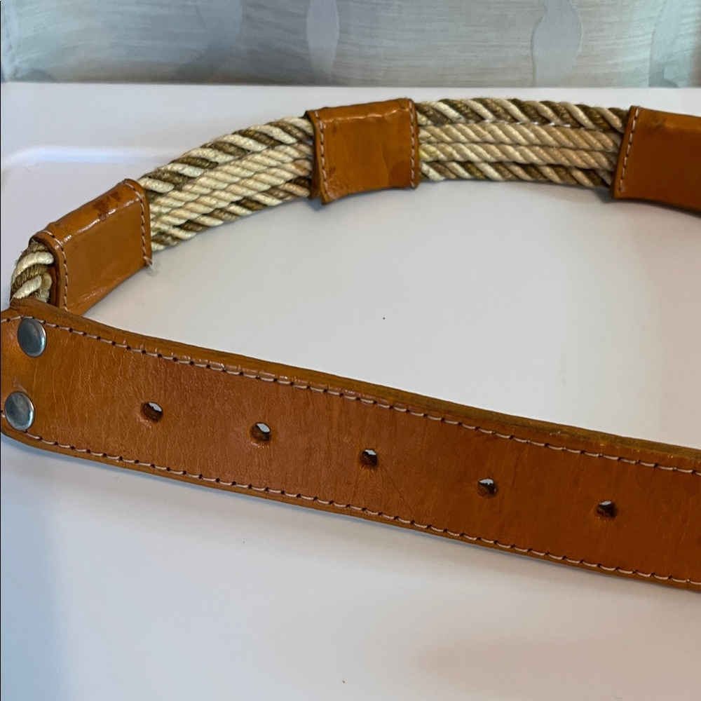Vintage Leather Woven Rope Horse Head Buckle Belt Size 22 - Picture 5 of 10